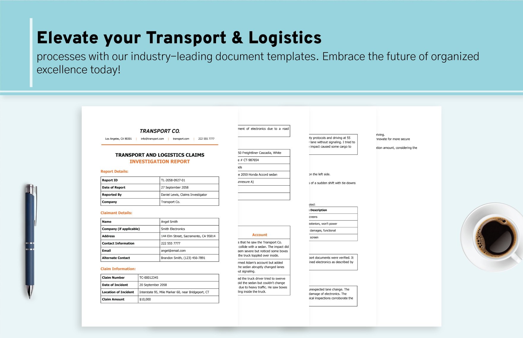 Transport and Logistics Claims Investigation Report Template
