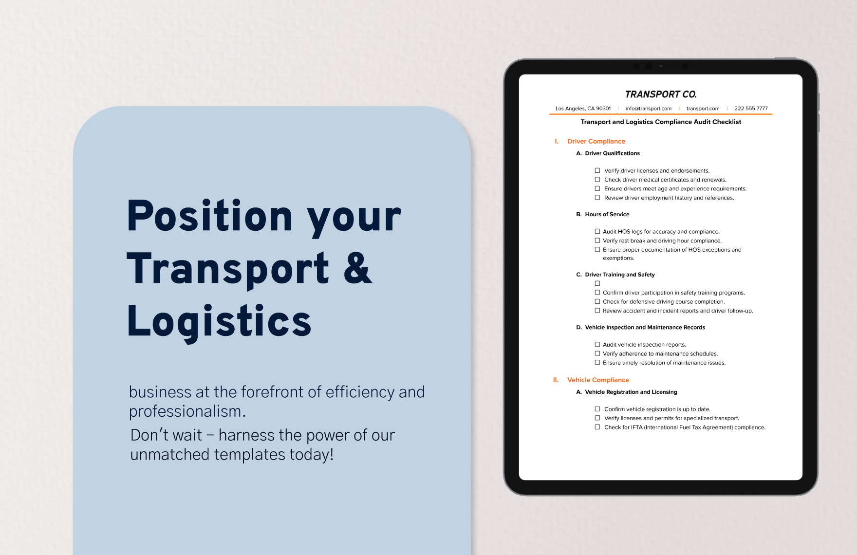 Transport and Logistics Compliance Audit Checklist Template