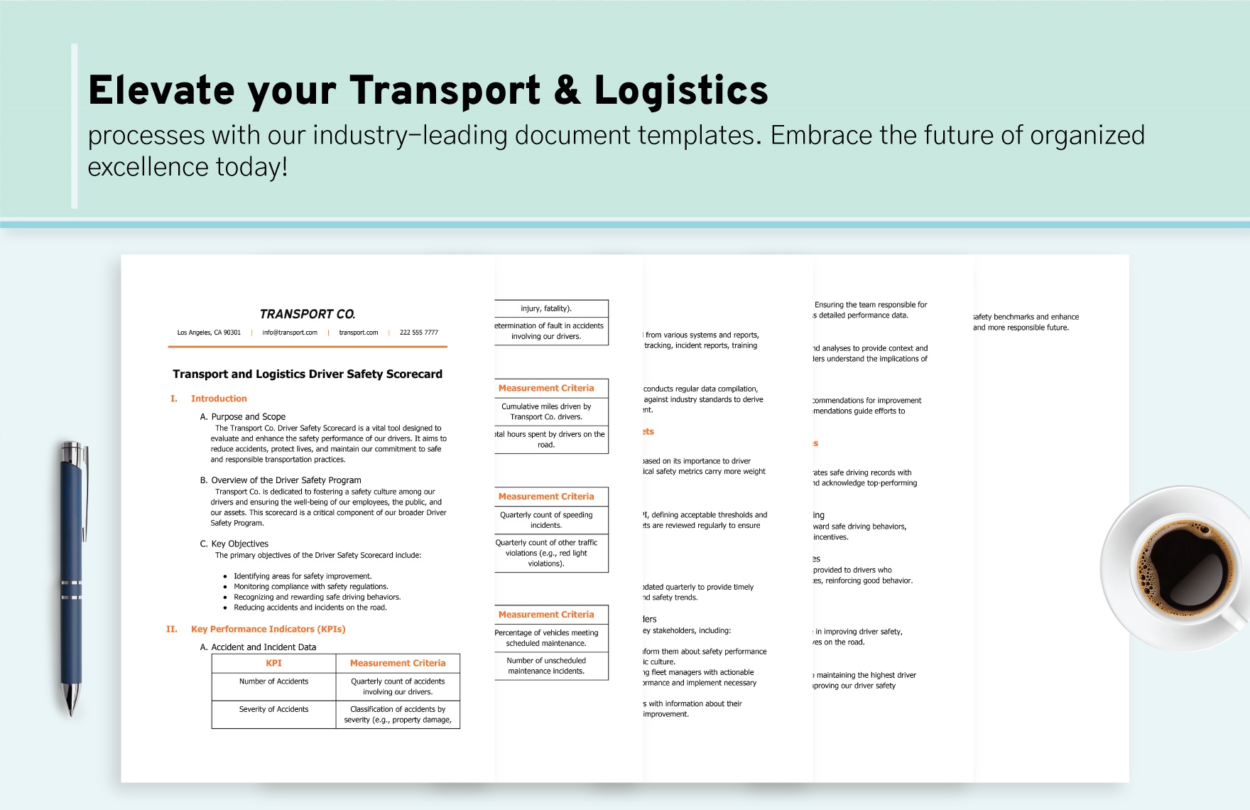 Transport and Logistics Driver Safety Scorecard Template