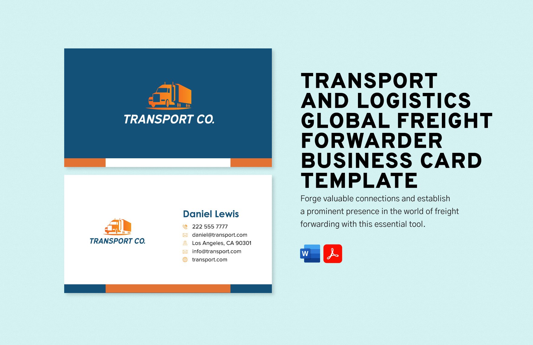 Transport and Logistics Global Freight Forwarder Business Card Template