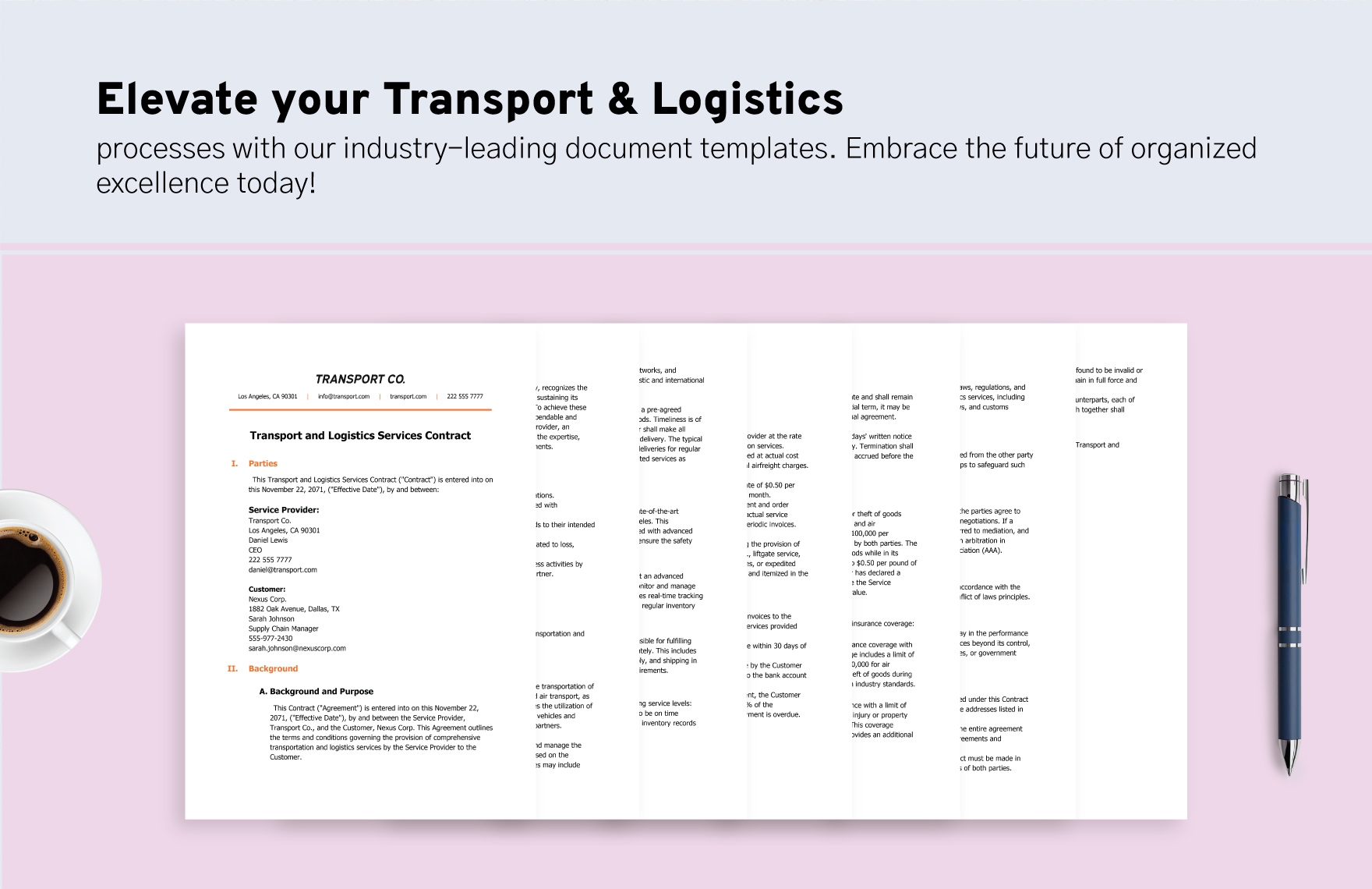Transport and Logistics Services Contract Template