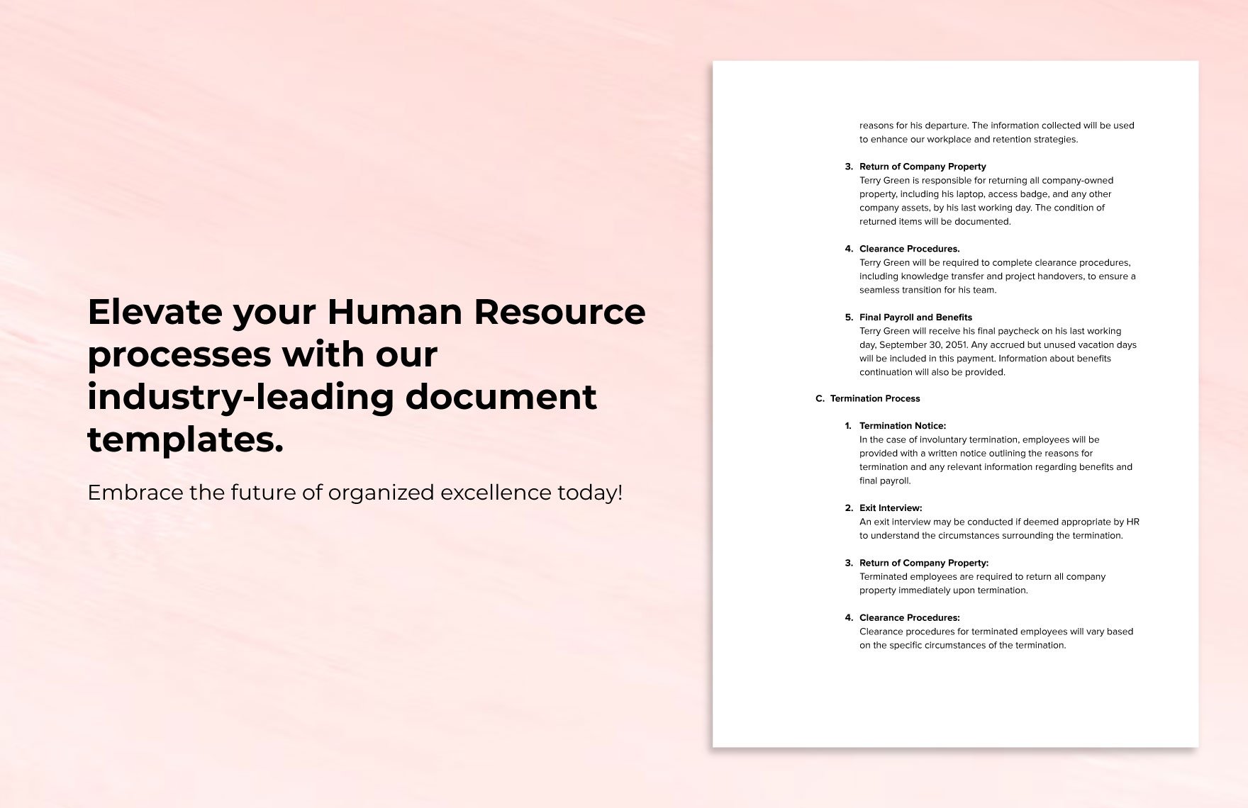 Employee Exit and Legal Compliance Guide HR Template