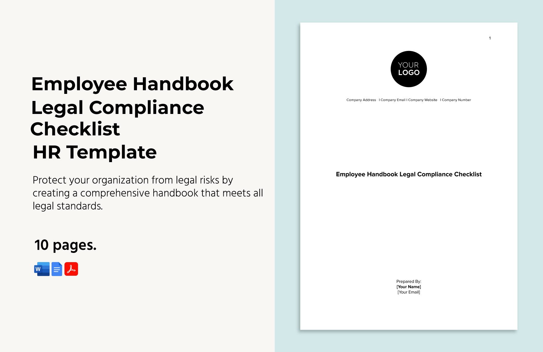 Employee Handbook Legal Compliance Checklist HR Template