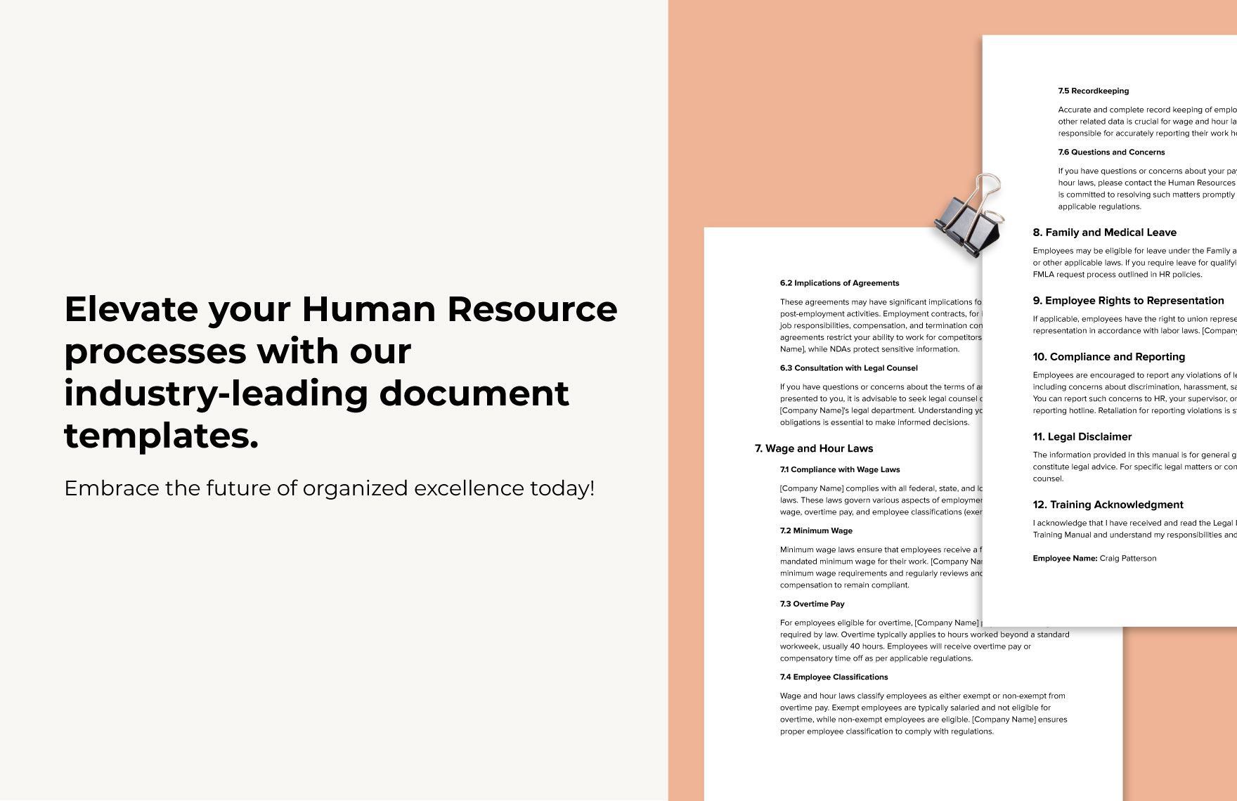 Legal Implications in Employee Training Manual HR Template
