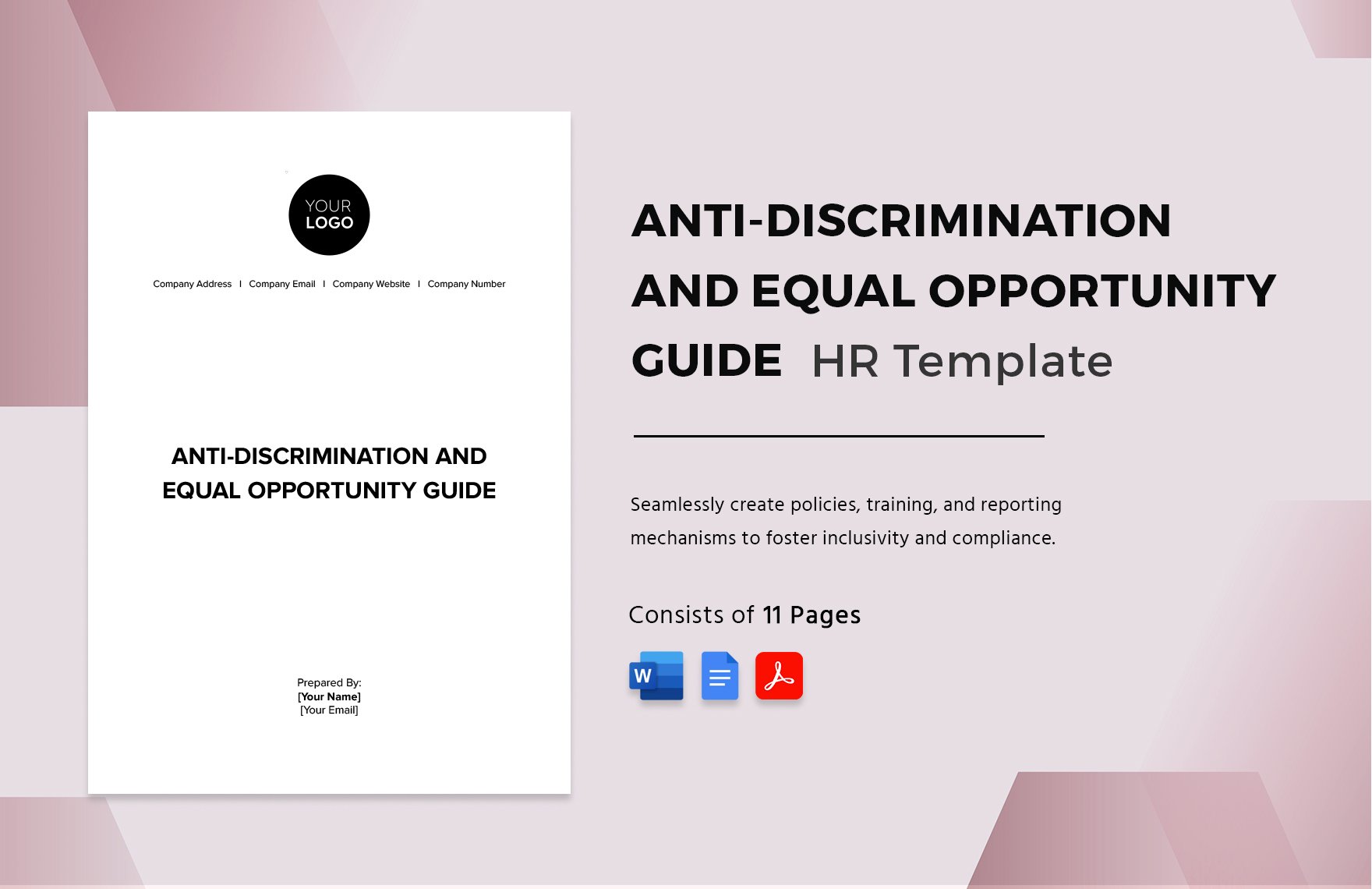 Anti-discrimination and Equal Opportunity Guide HR Template in Word, Google Docs, PDF
