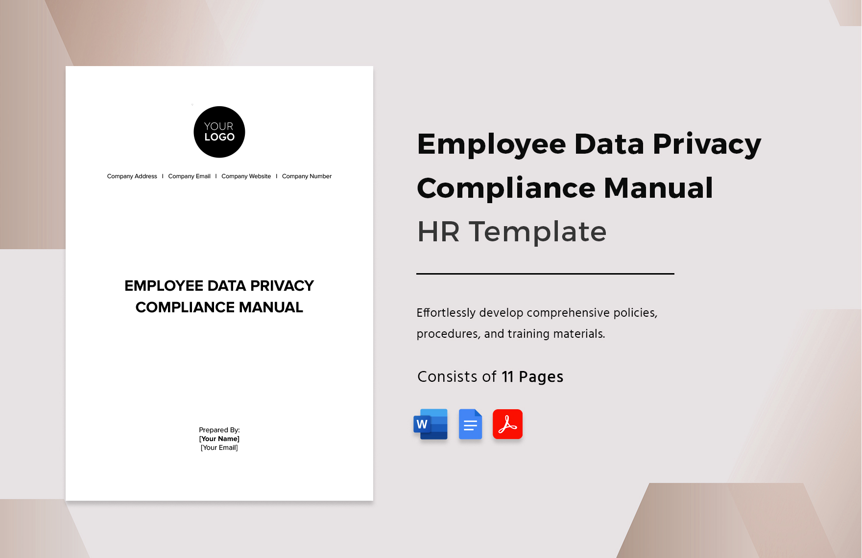 Employee Data Privacy Compliance Manual HR Template in Word, Google Docs, PDF
