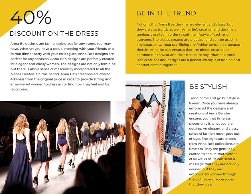Fashion Designer Bi Fold Brochure Template Back