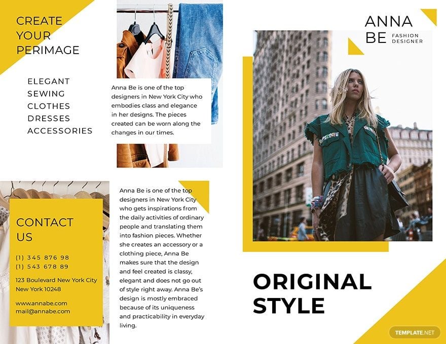 Fashion Designer Bi Fold Brochure Template