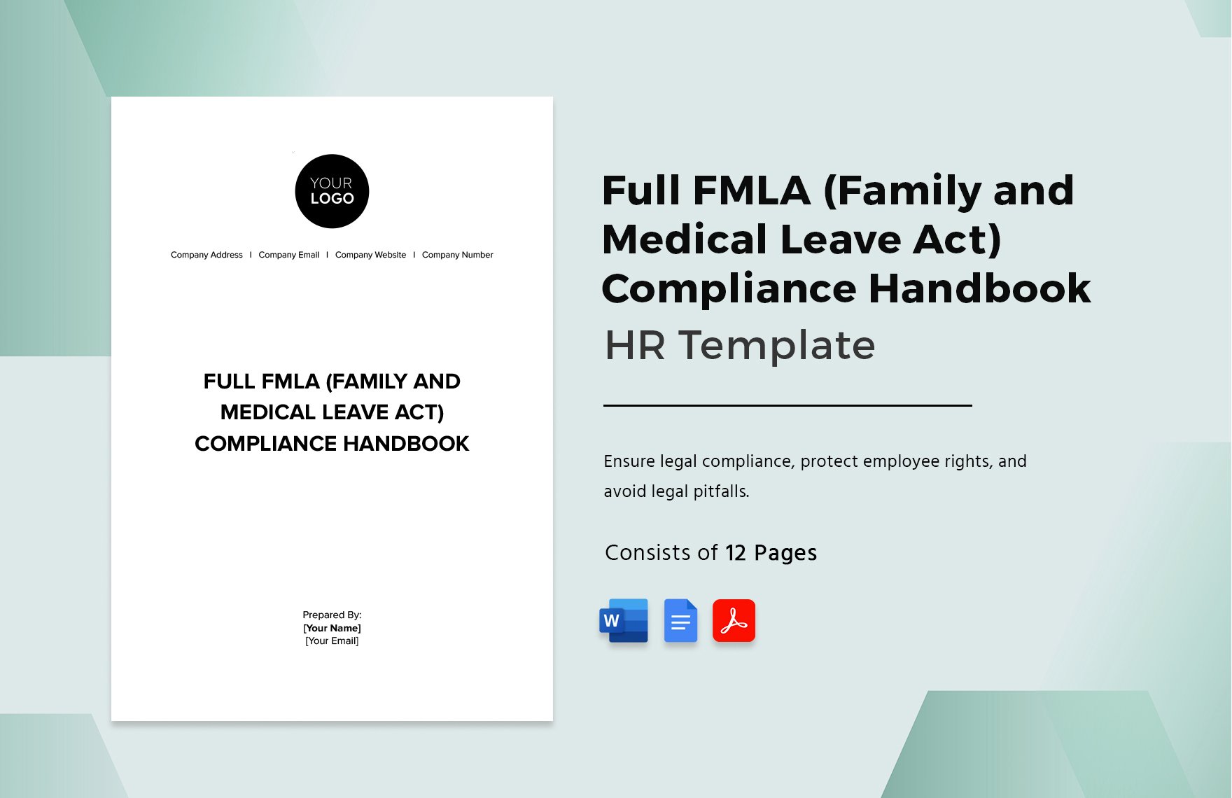 Full FMLA (Family and Medical Leave Act) Compliance Handbook HR Template in Word, Google Docs, PDF