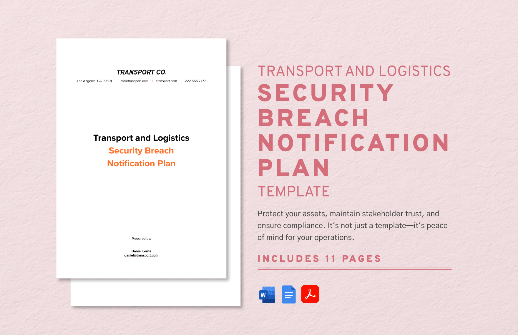 Transport and Logistics Security Breach Notification Plan Template