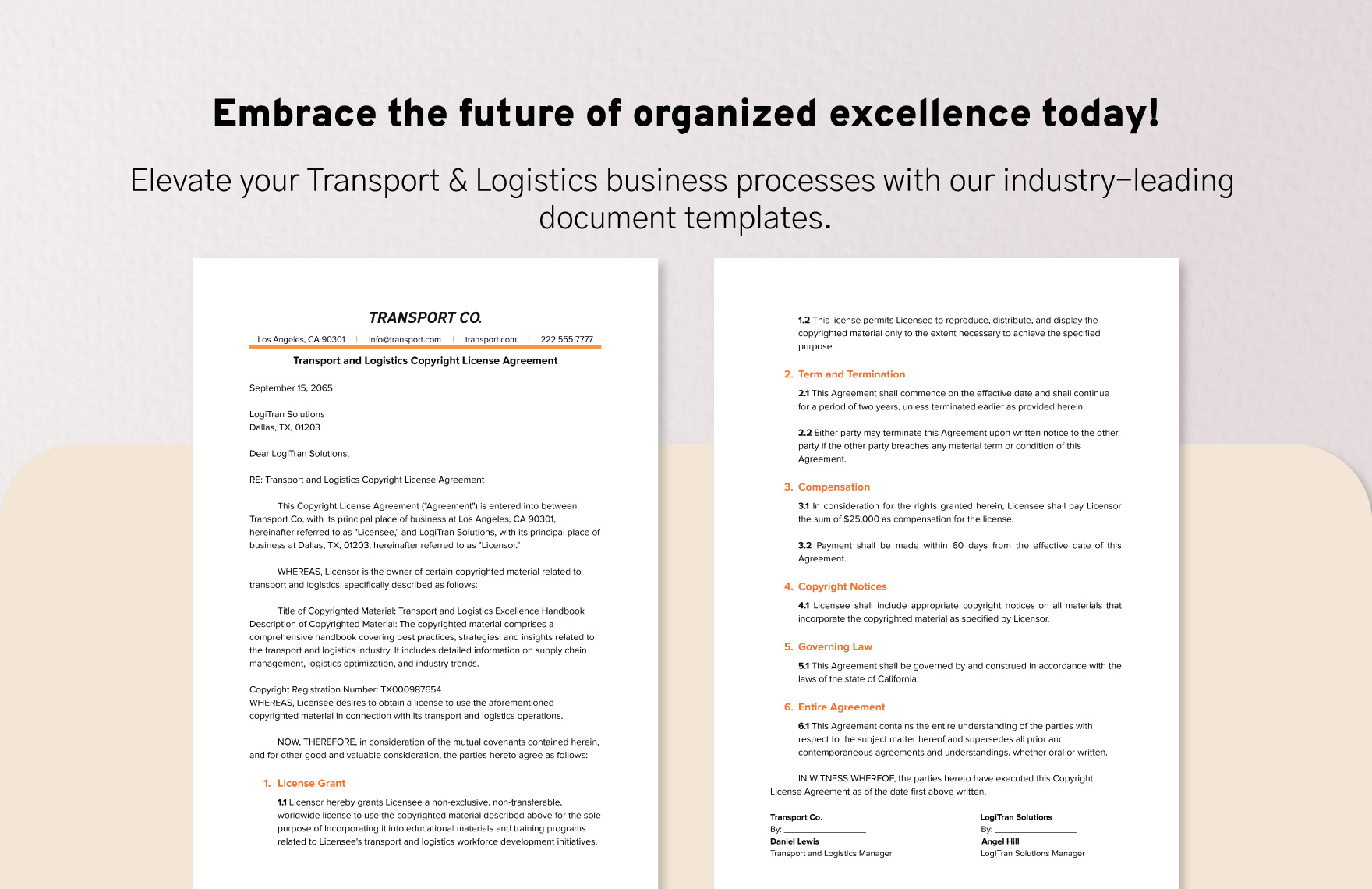 Transport and Logistics Copyright License Agreement Template