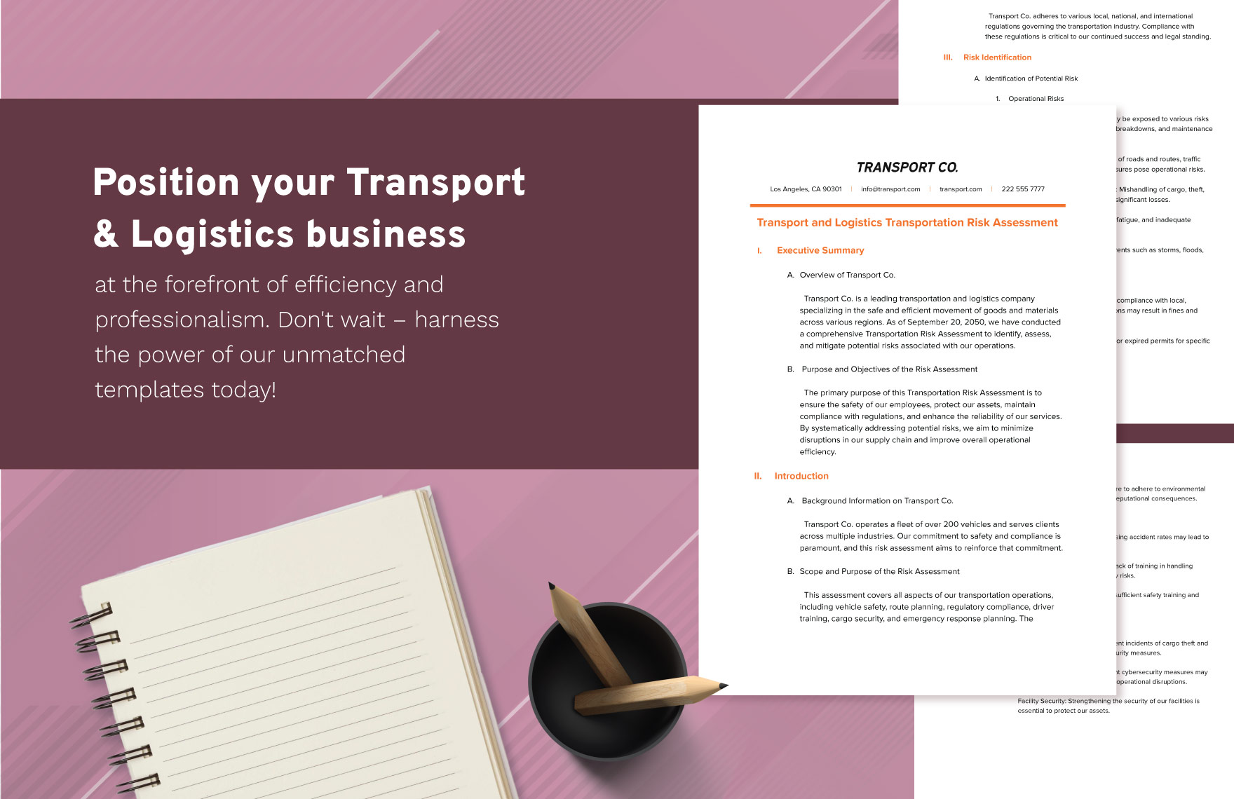 Transport and Logistics Transportation Risk Assessment Template