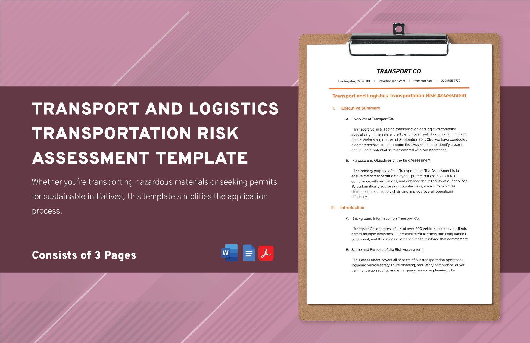 Transport and Logistics Transportation Risk Assessment Template