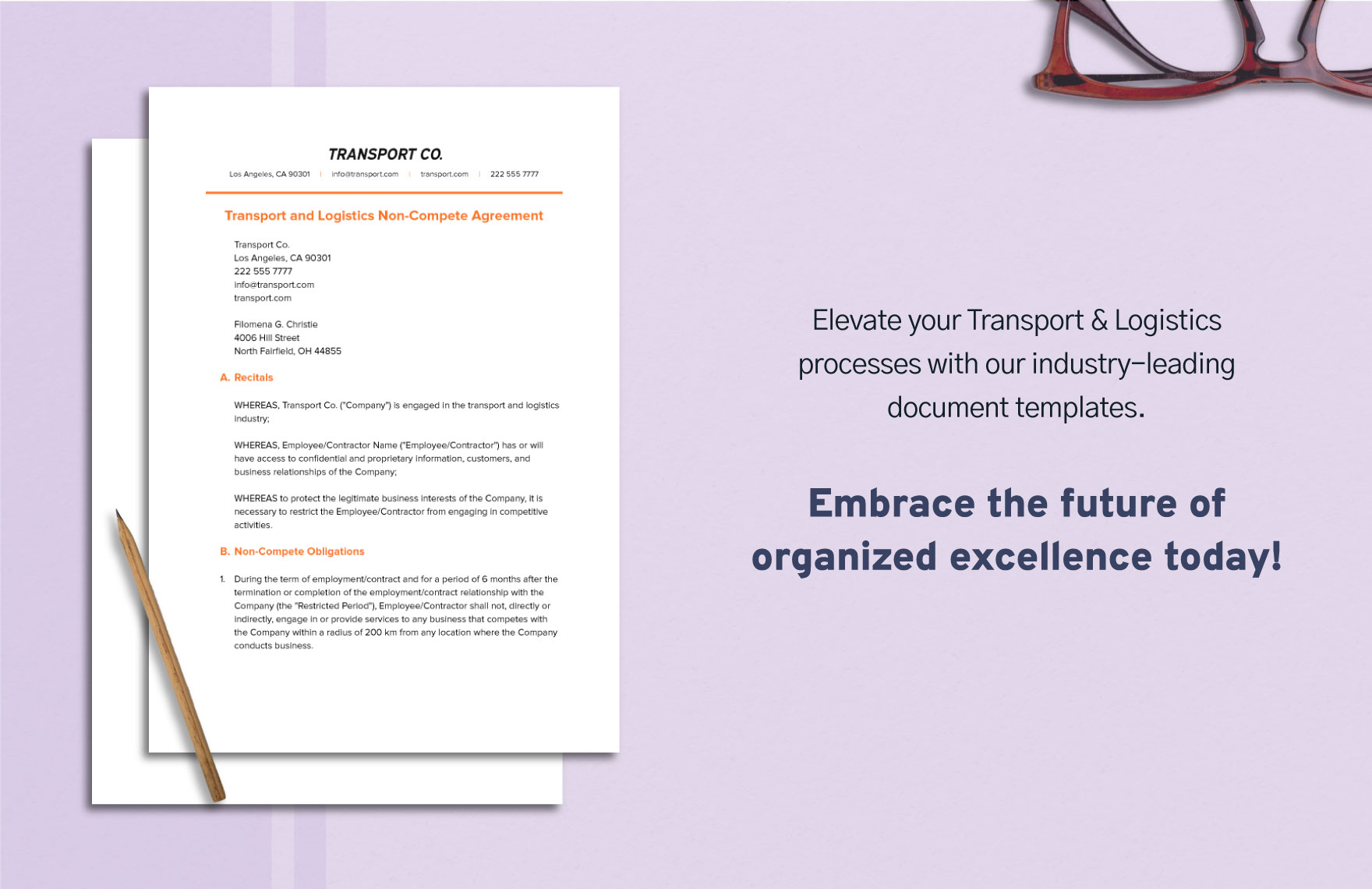 Transport and Logistics Non-Compete Agreement Template