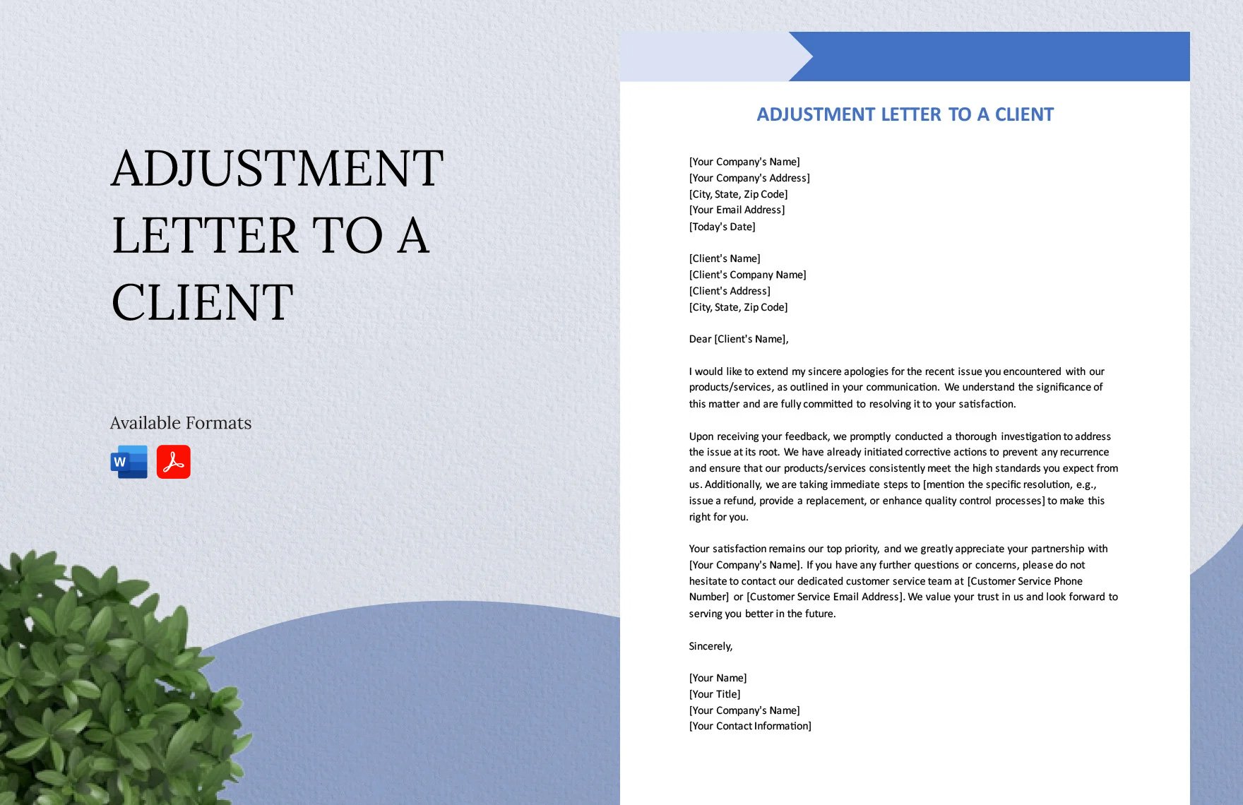Adjustment Letter To A Client in Word, PDF