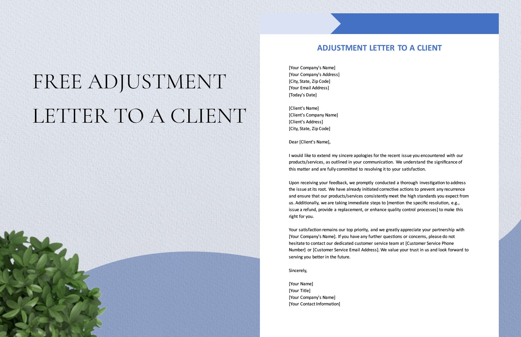 Adjustment Letter To A Client