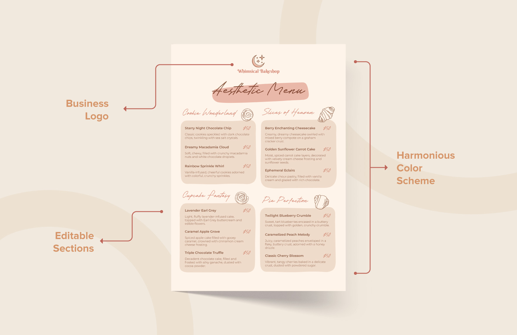 Free Aesthetic Menu Template Download in Word