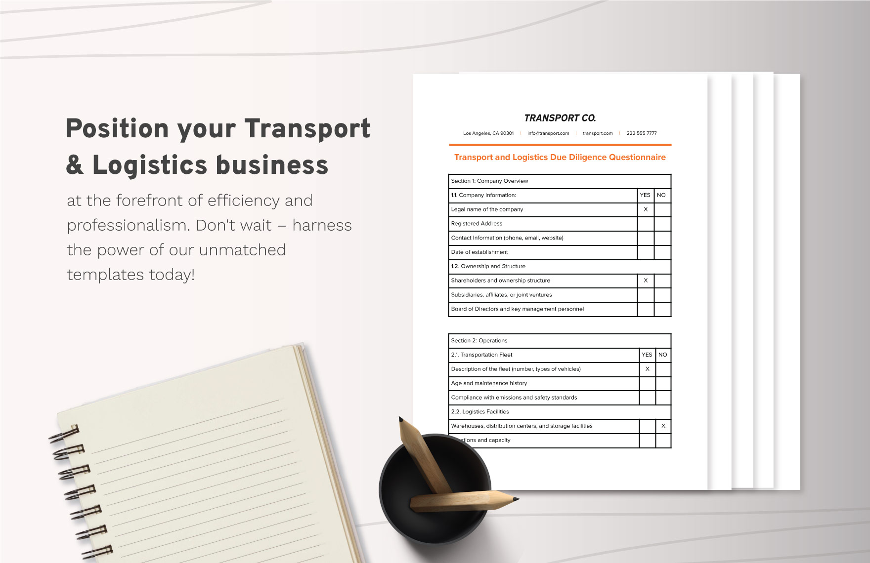 Transport and Logistics Due Diligence Questionnaire Template