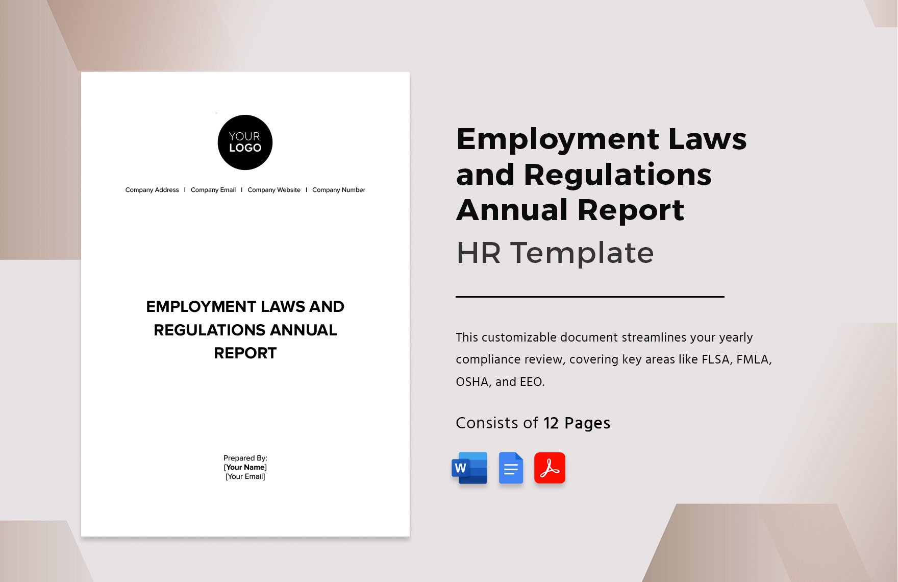 Employment Laws and Regulations Annual Report HR Template