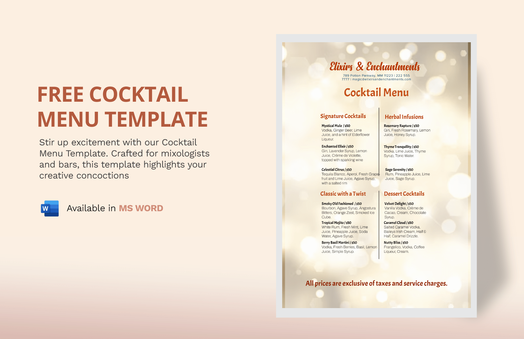 Cocktail Menu Template