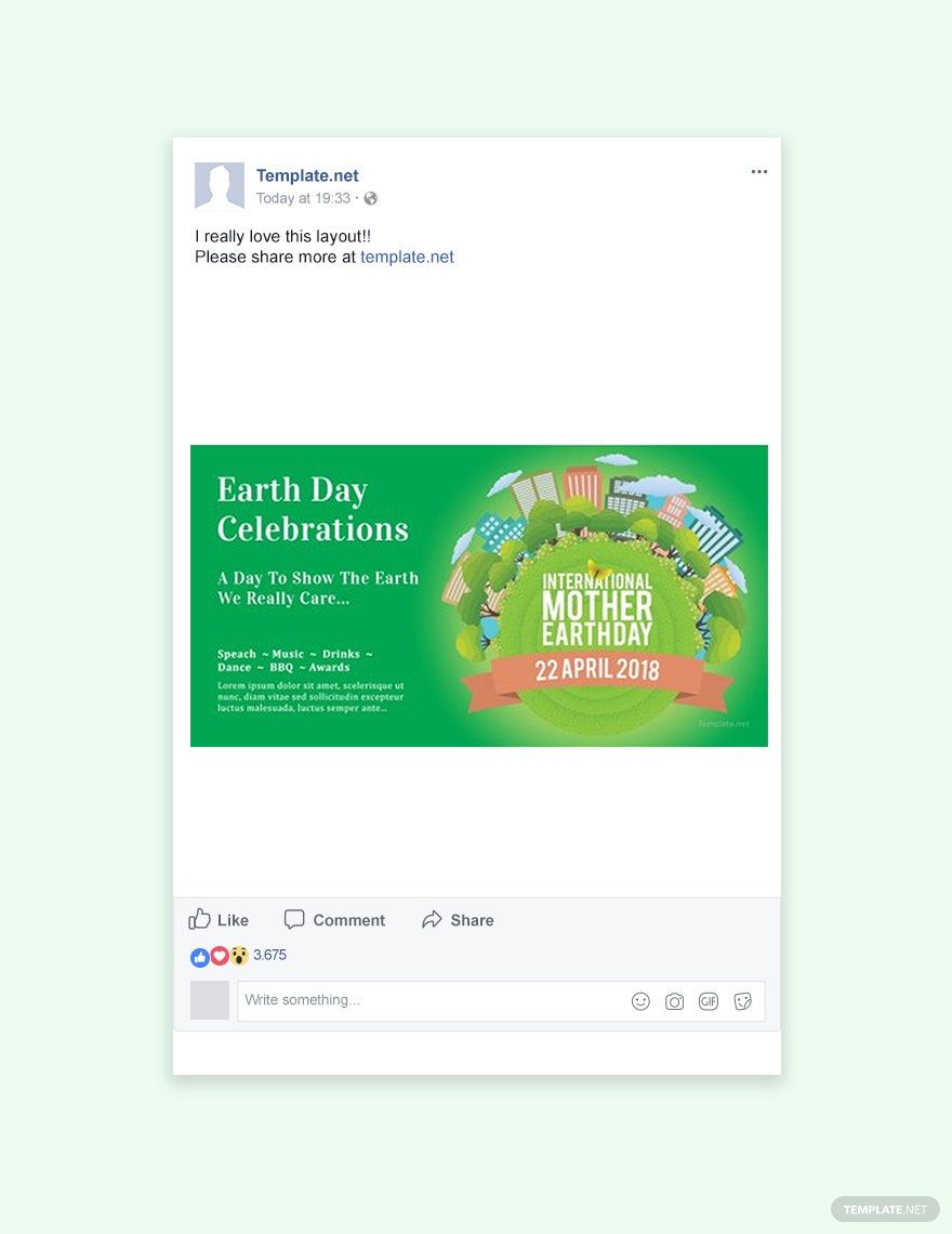 International Earth Day Facebook Post Template