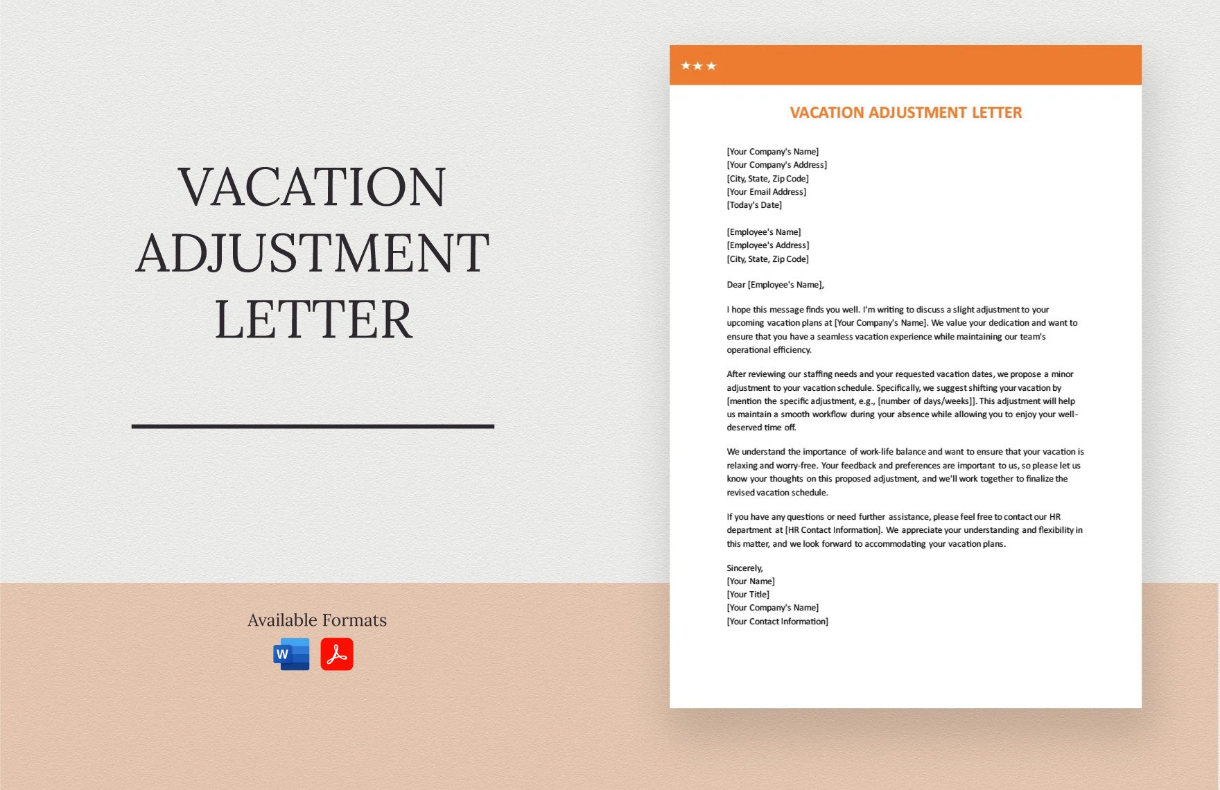 Vacation Adjustment Letter in Word, PDF