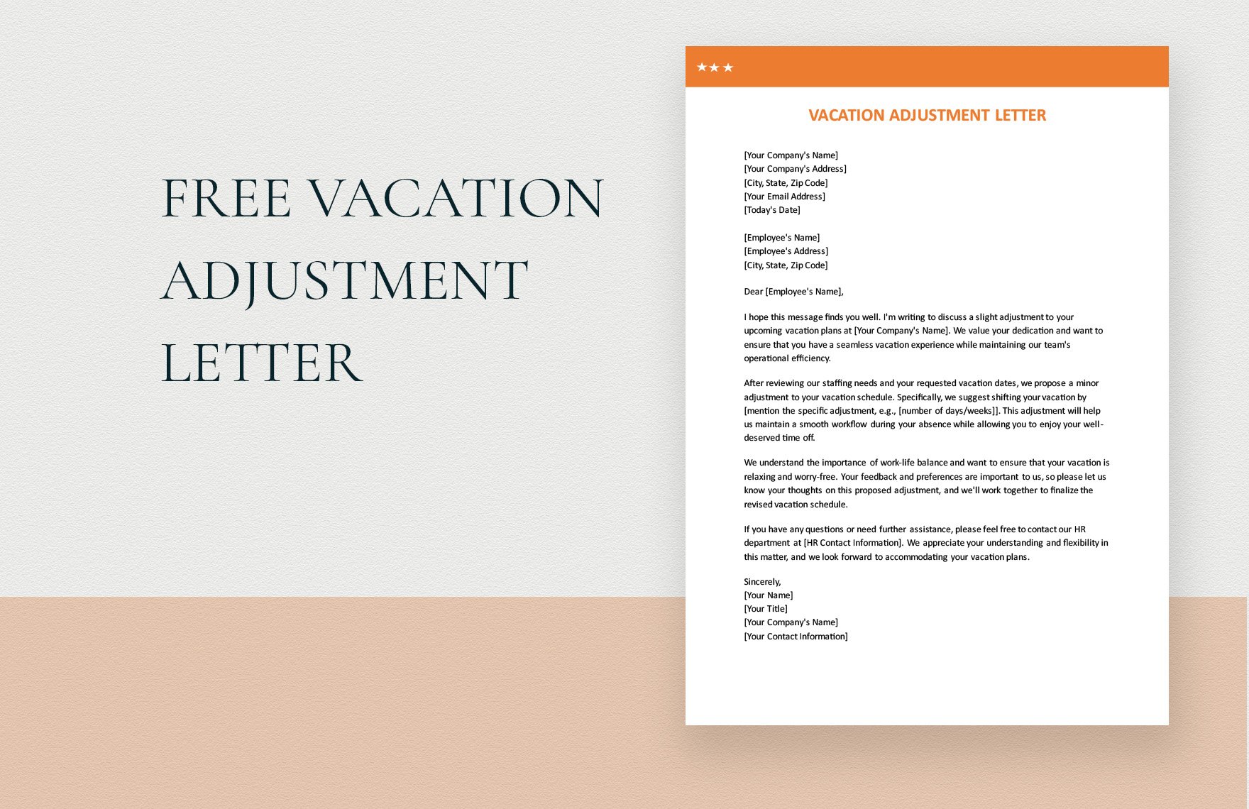 Vacation Adjustment Letter