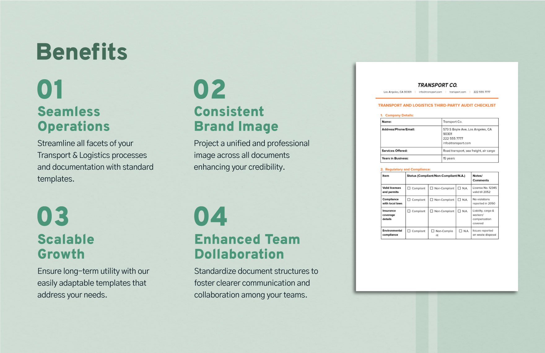 Transport and Logistics Third-Party Audit Checklist Template