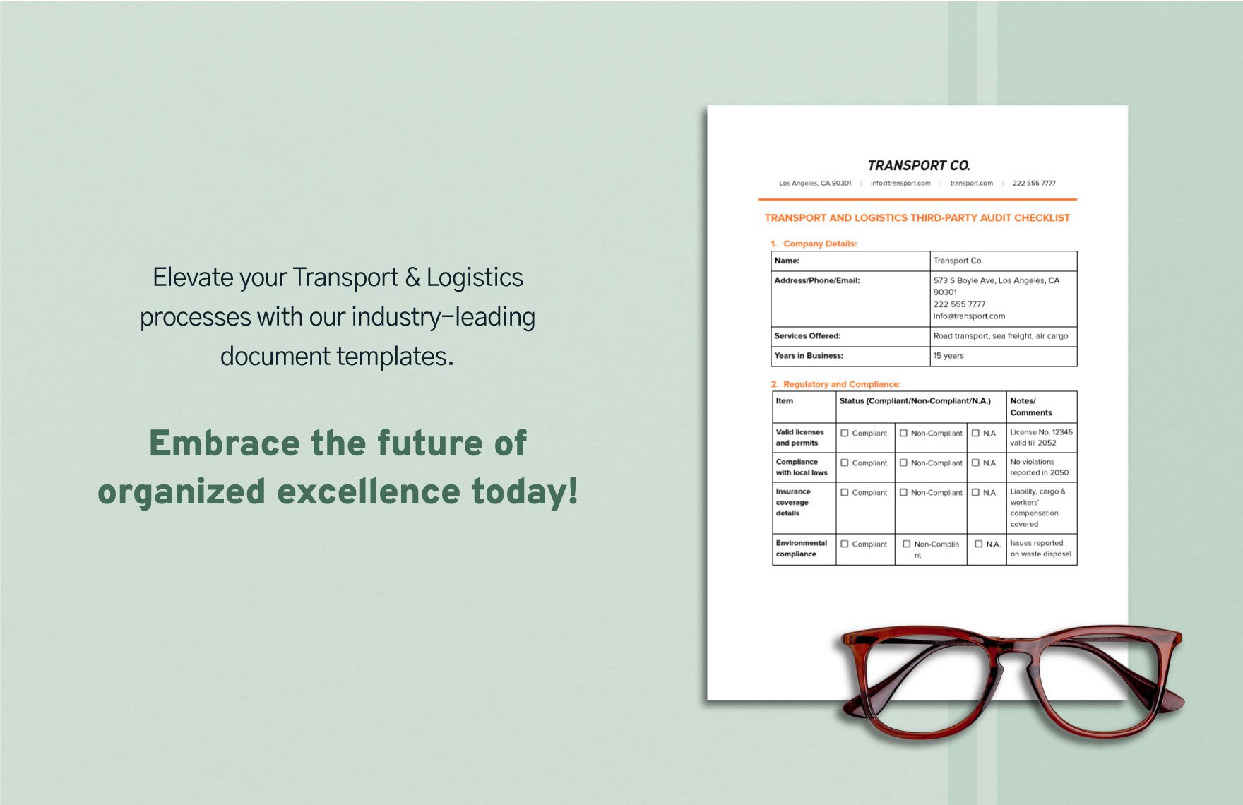 Transport and Logistics Third-Party Audit Checklist Template