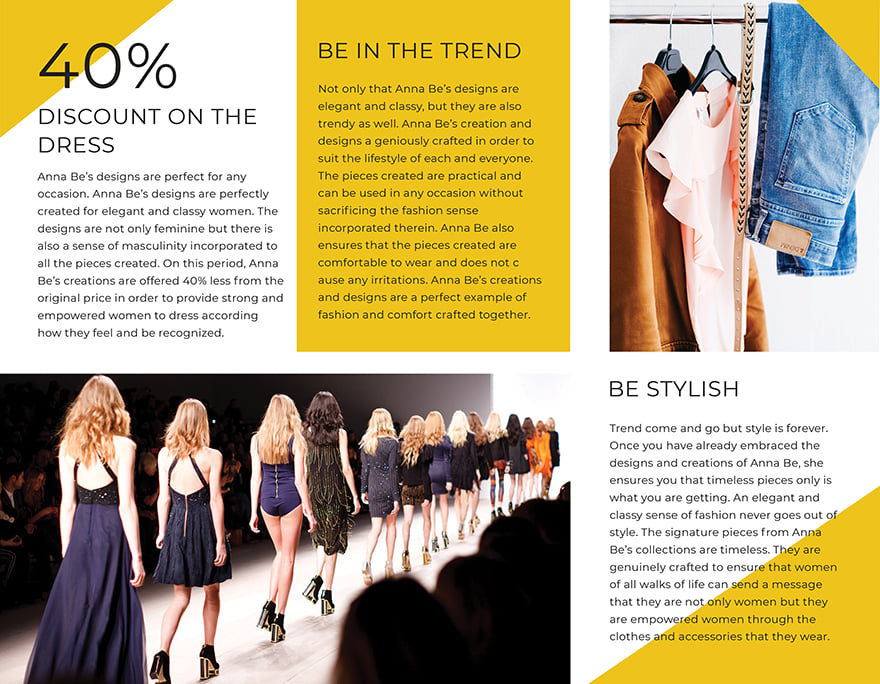 Sample Fashion Designer Tri Fold Brochure