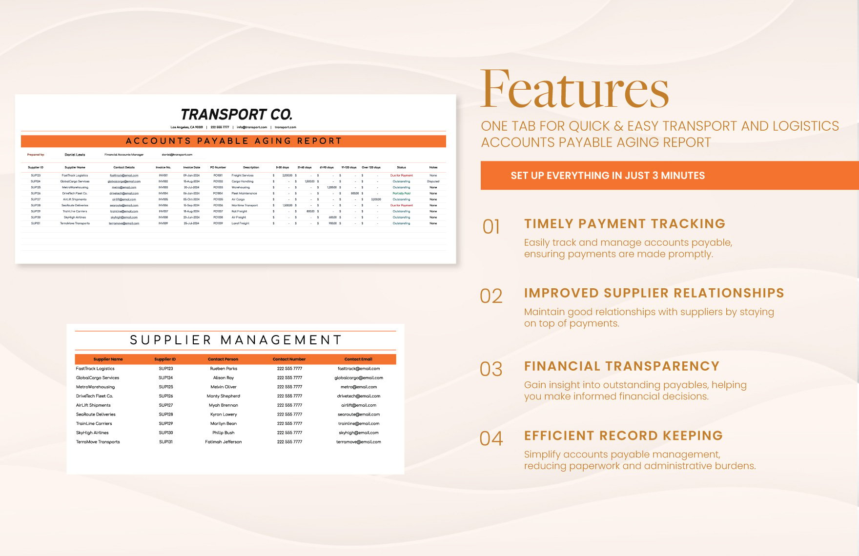 Transport and Logistics Accounts Payable Aging Report Template