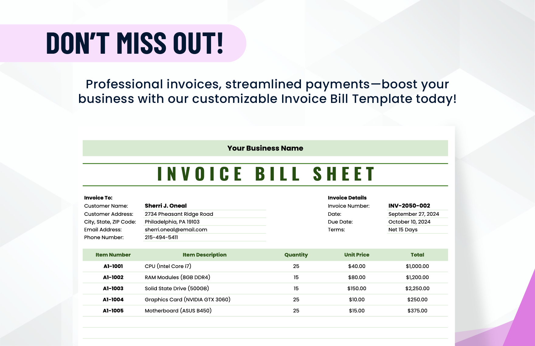 Invoice Bill Template