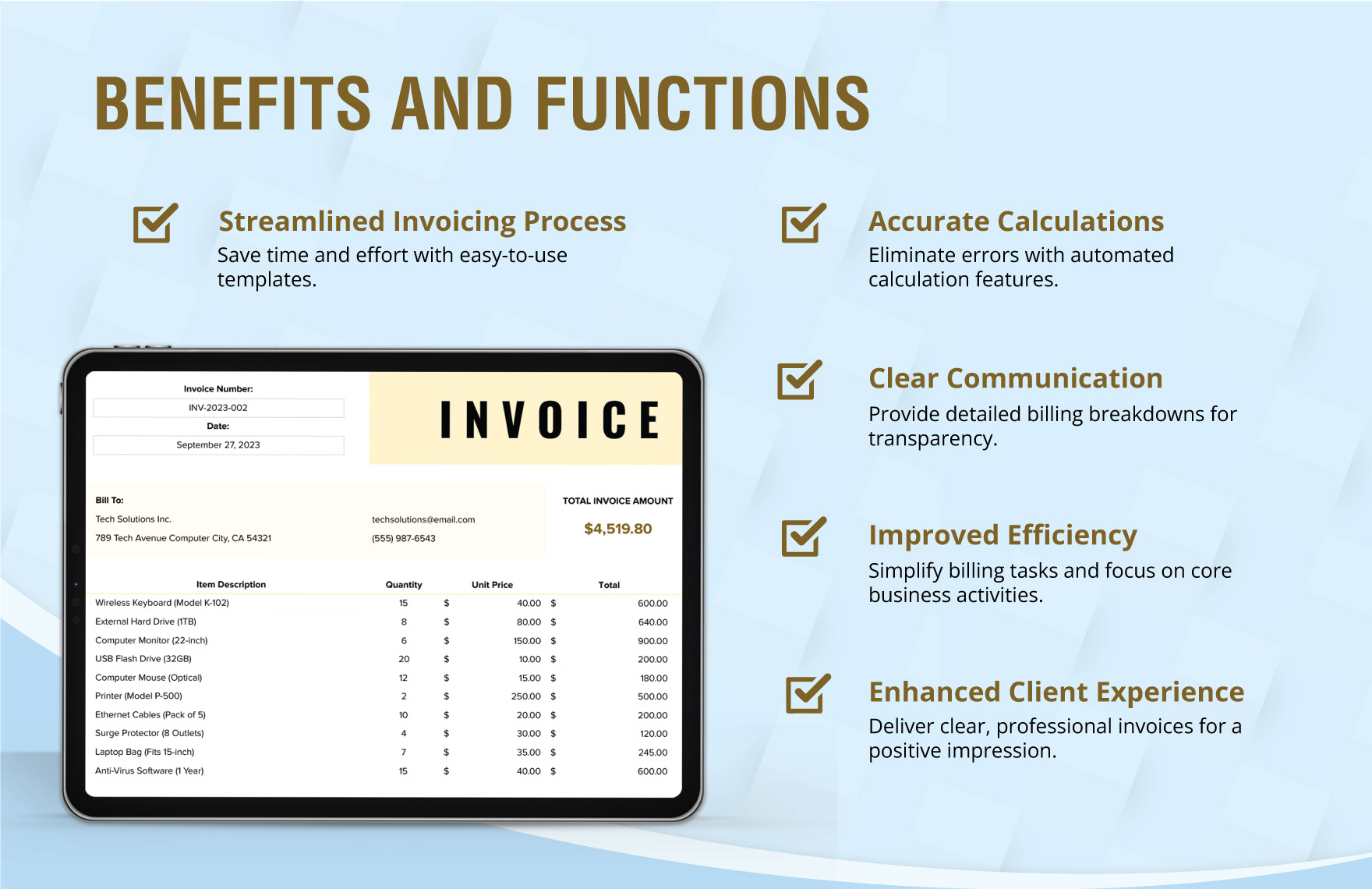 Printable, Downloadable Invoice Template