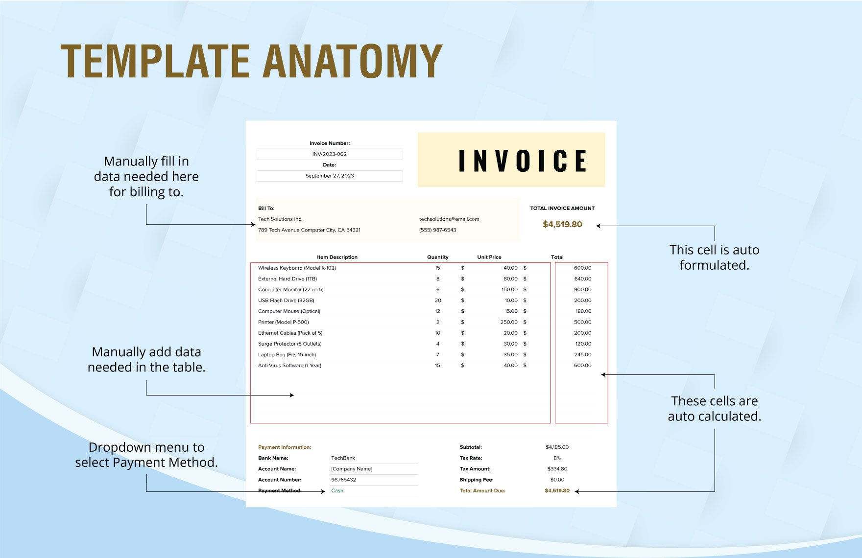 Printable, Downloadable Invoice Template