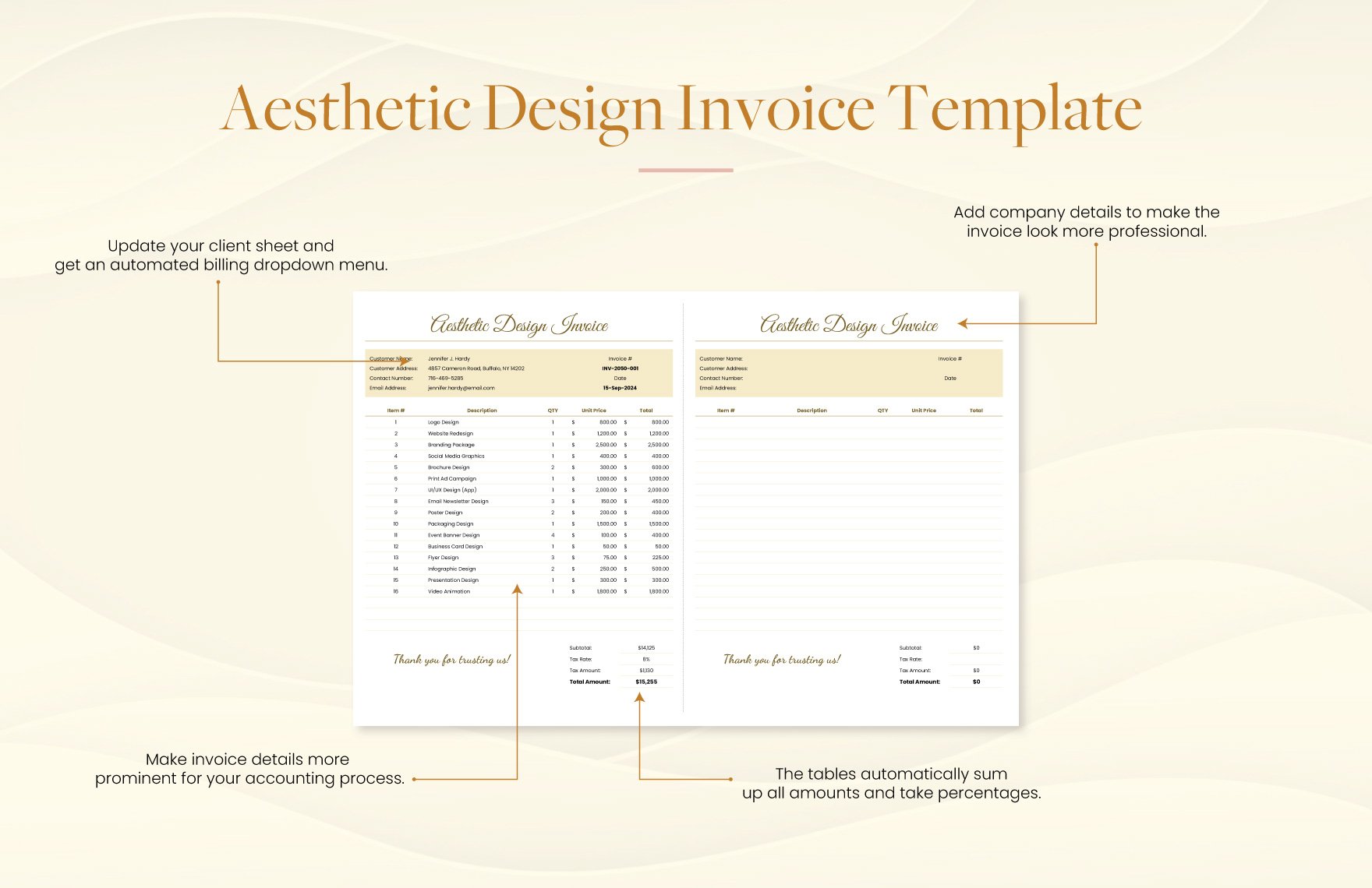 Aesthetic Design Invoice Template