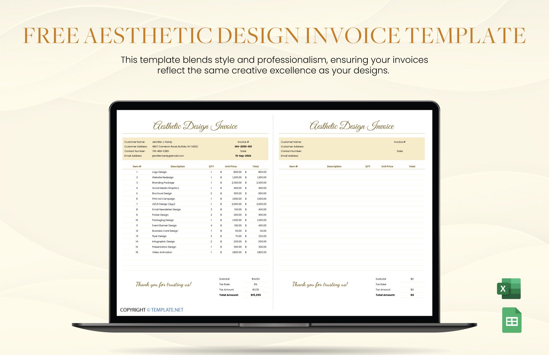 Aesthetic Design Invoice Template