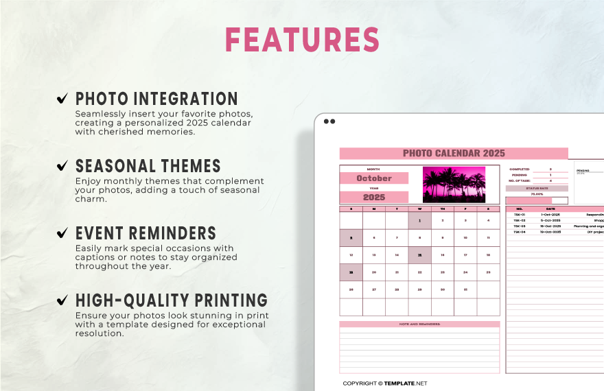 Photo Calendar 2025 Template