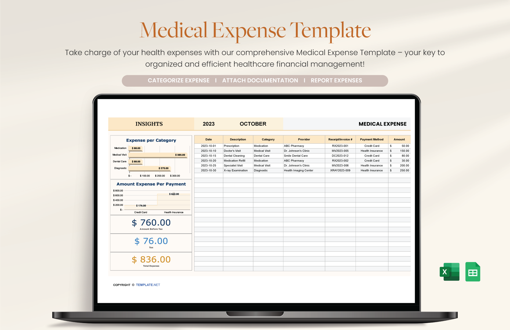 Medical Expense Template