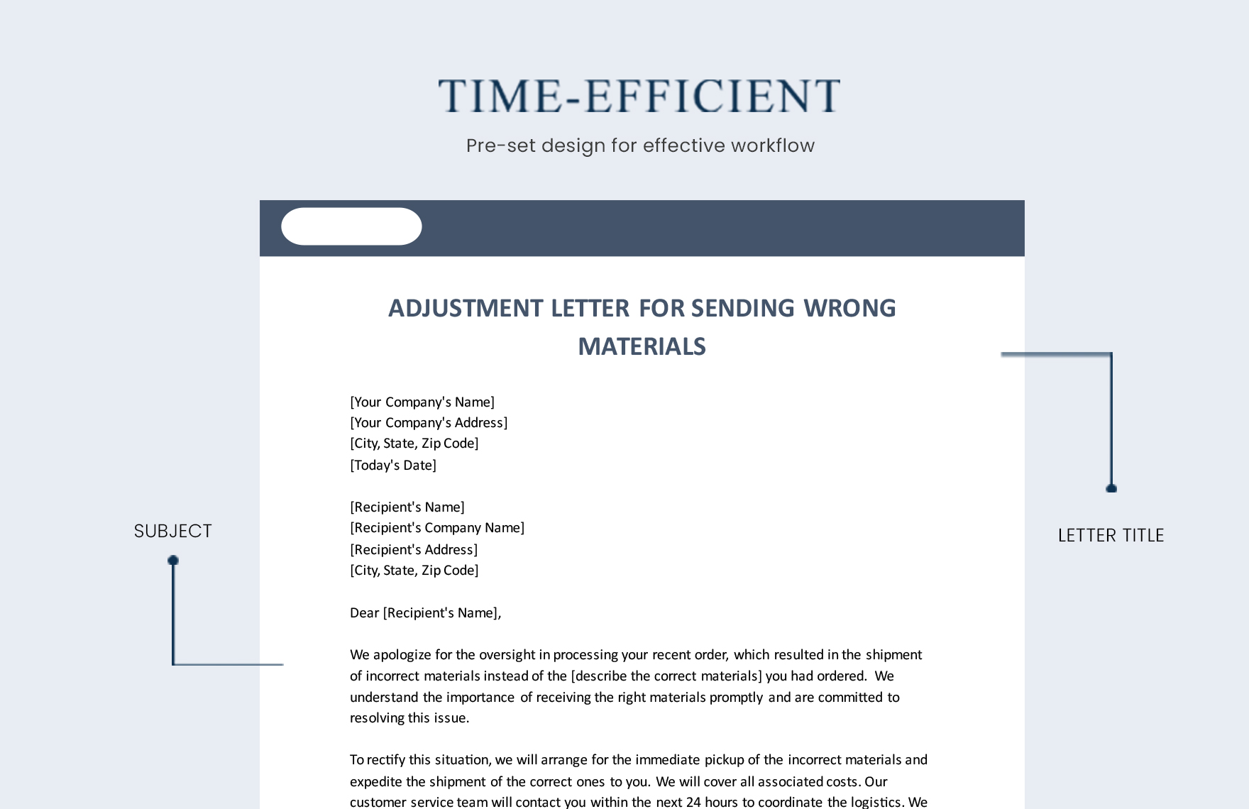 Adjustment Letter For Sending Wrong Materials