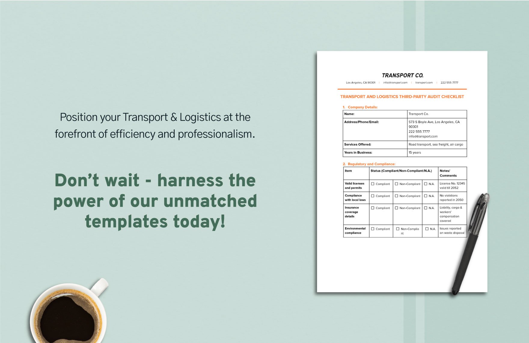 Transport and Logistics Safety Emergency Response Plan Template