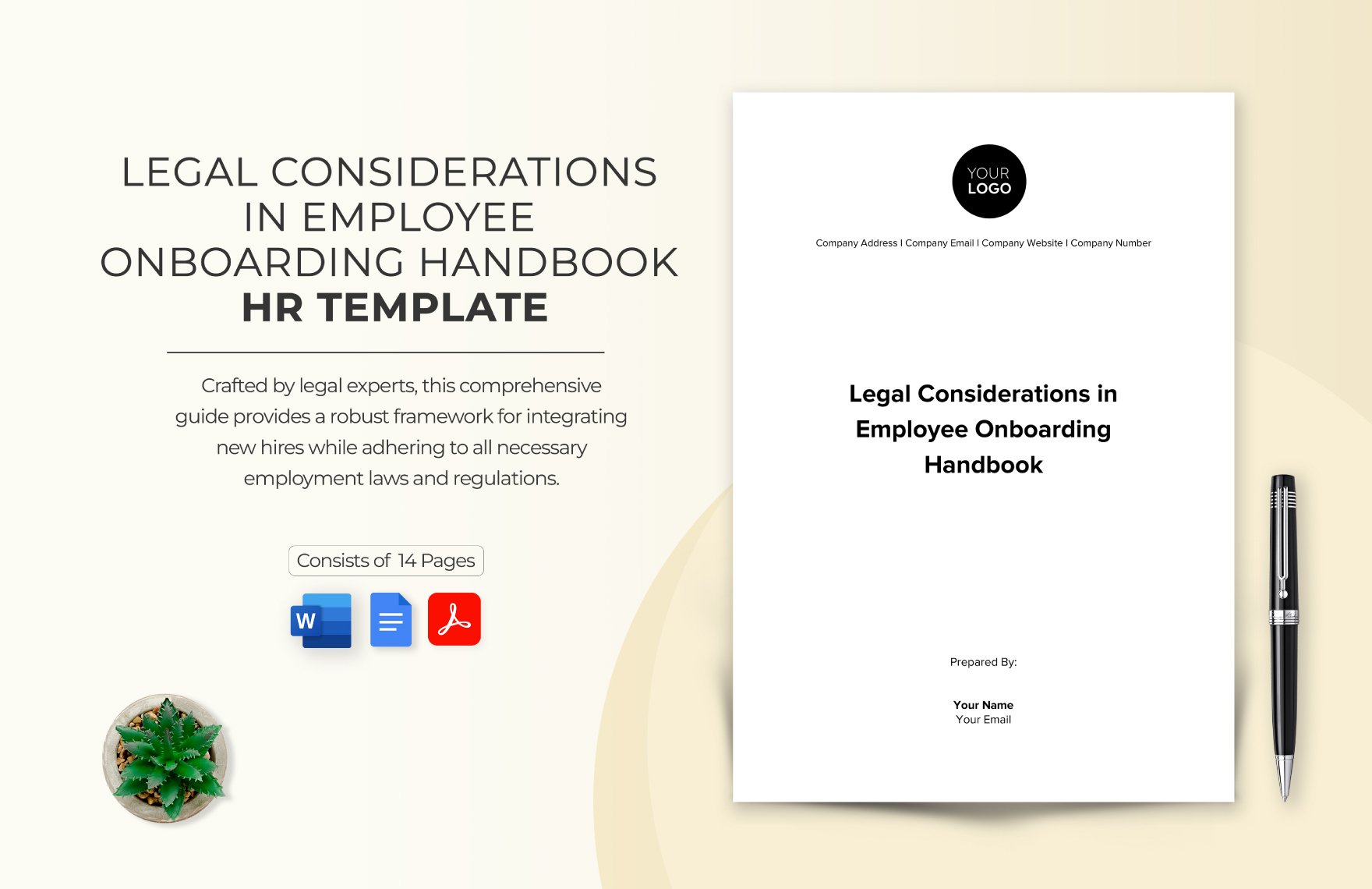 Legal Considerations in Employee Onboarding Handbook HR Template in Word, Google Docs, PDF