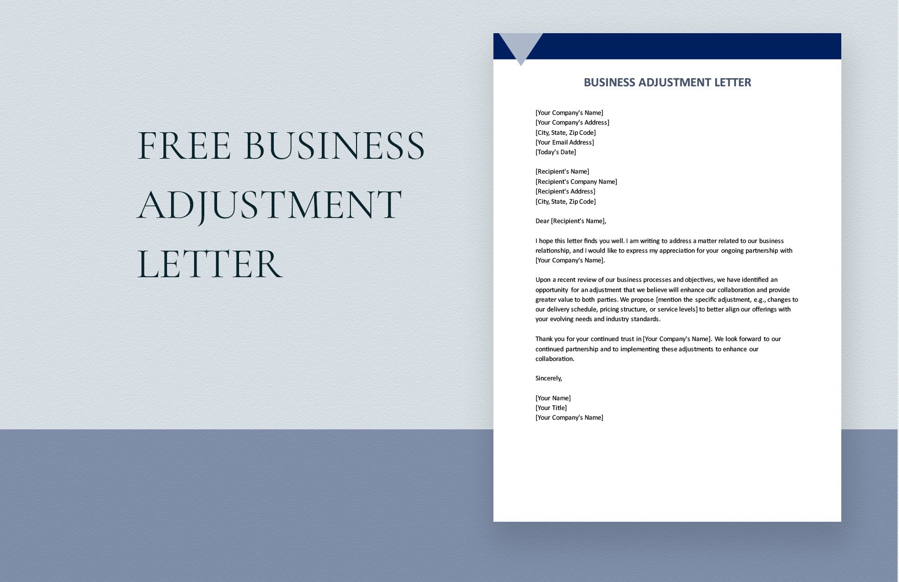 Business Adjustment Letter