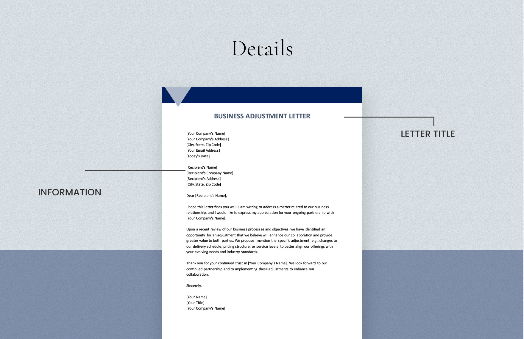 Business Adjustment Letter