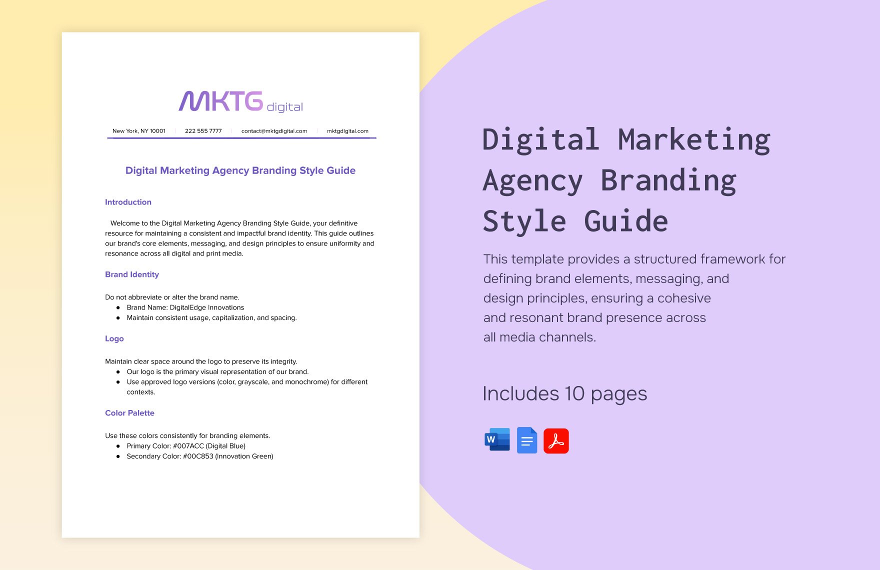 Digital Marketing Agency Branding Style Guide Template in Word, Google Docs, PDF