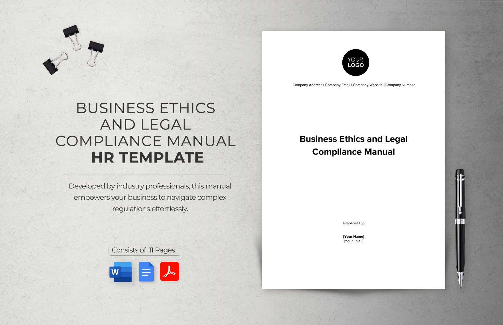 Business Ethics and Legal Compliance Manual HR Template in Word, Google Docs, PDF