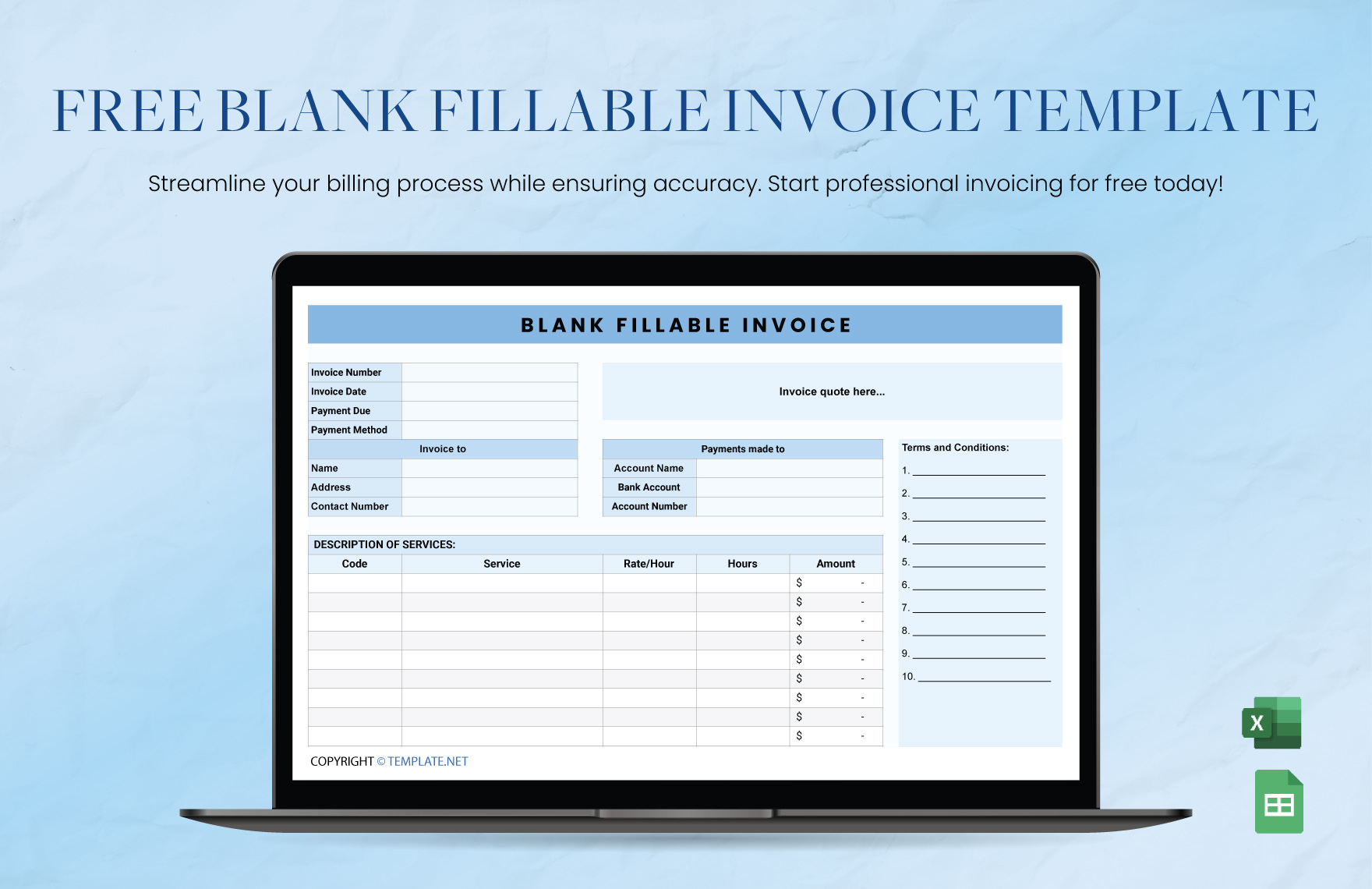 Blank Fillable Invoice Template