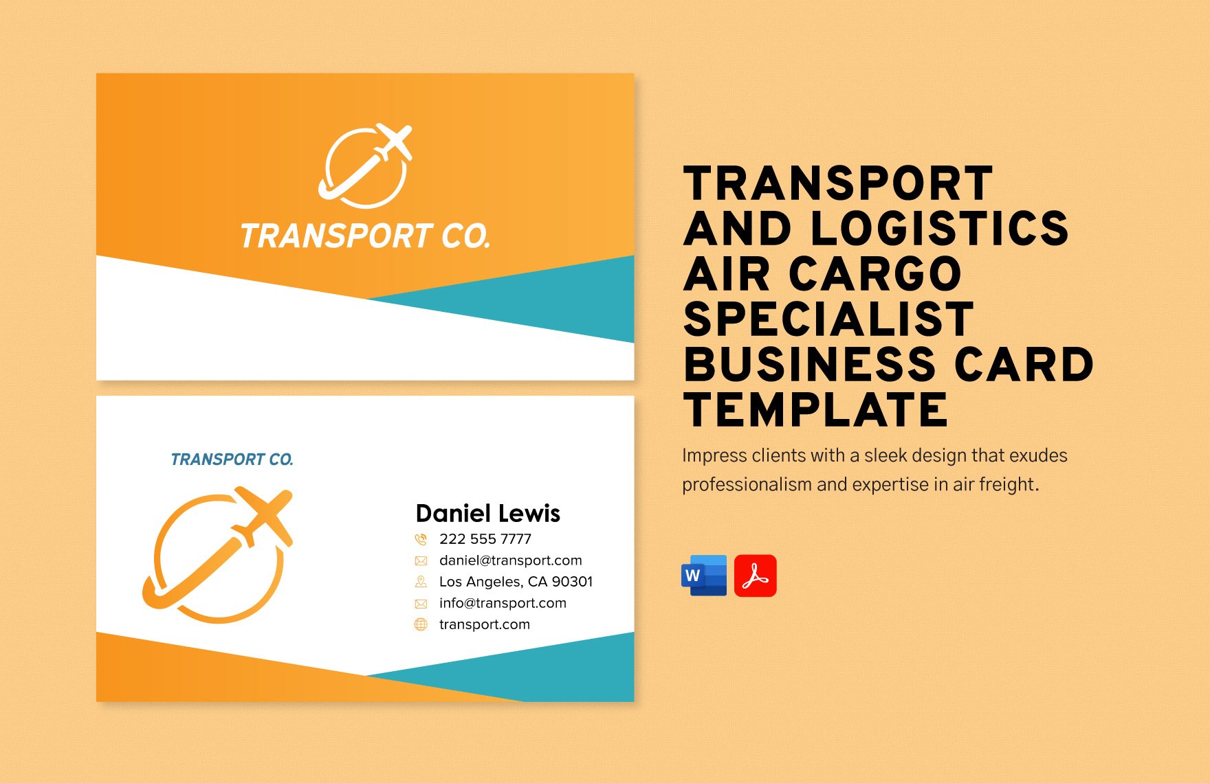 Transport and Logistics Air Cargo Specialist Business Card Template