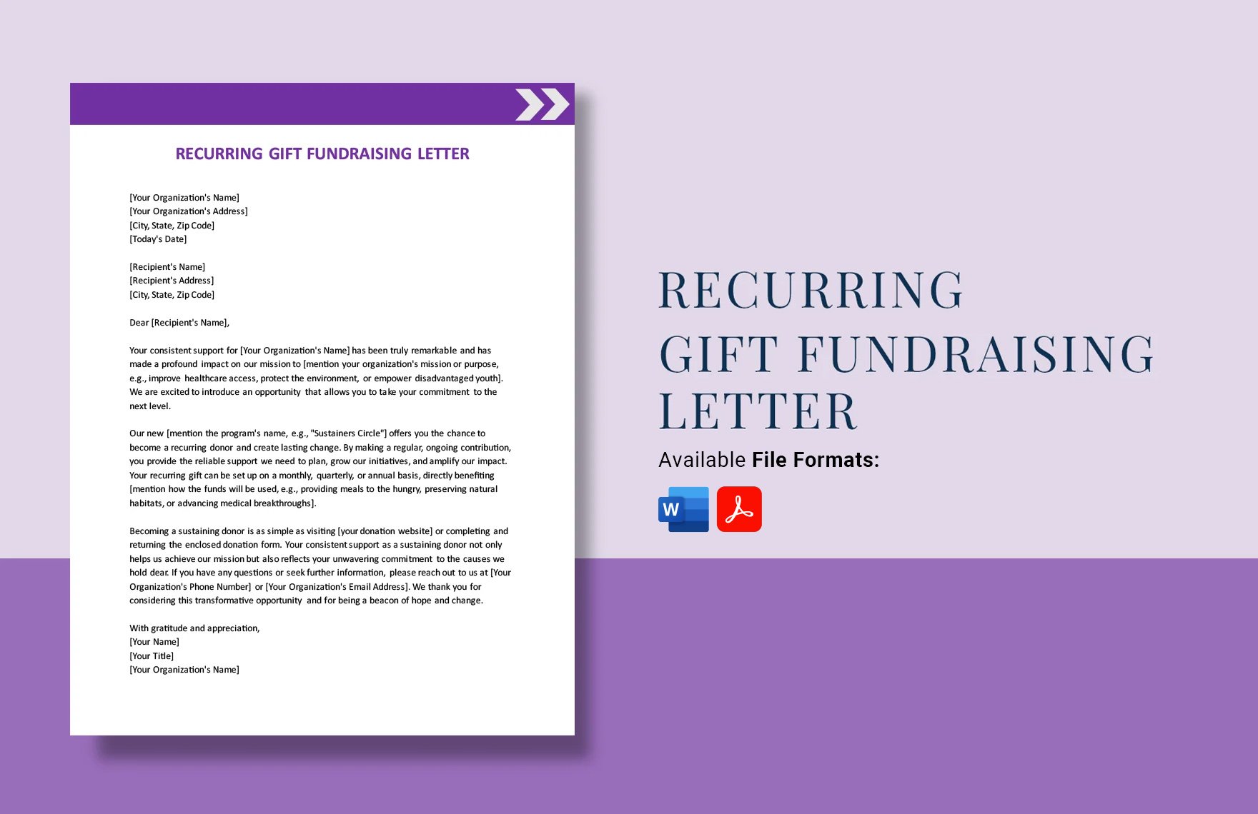 Recurring Gift Fundraising Letter in Word, PDF