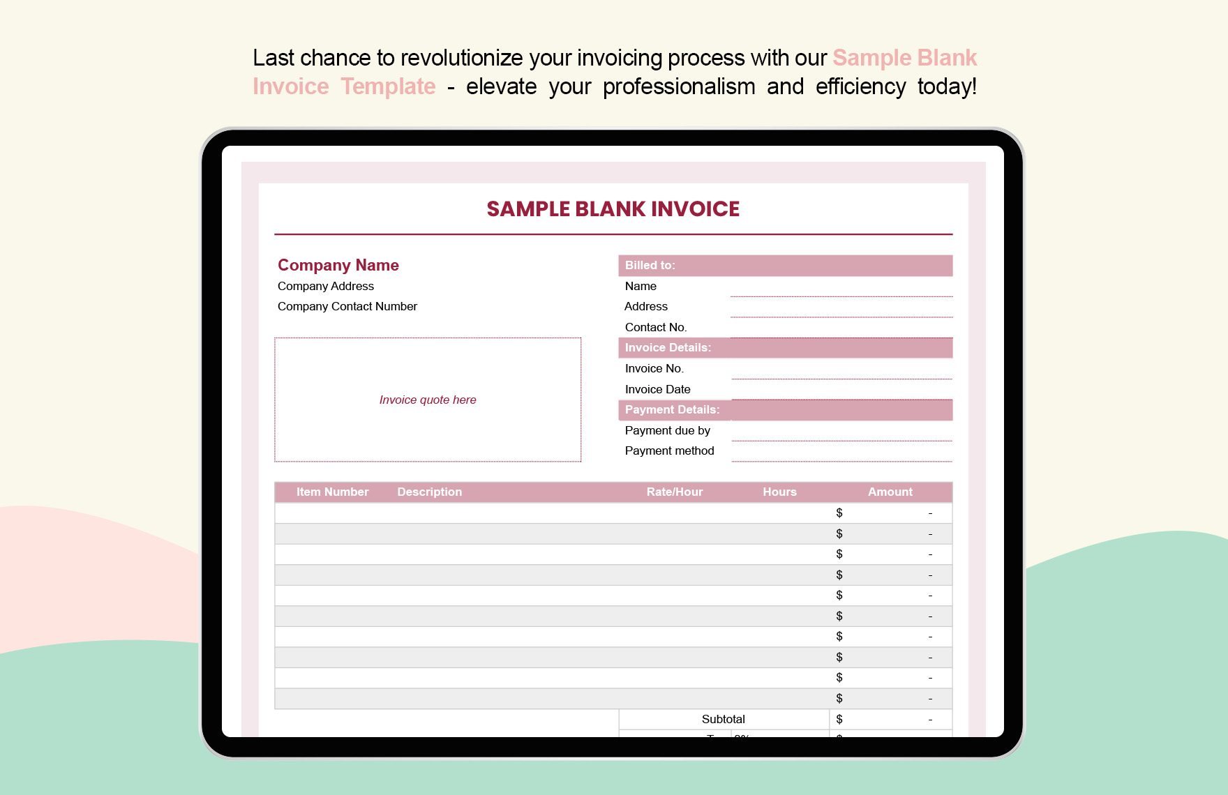 Sample Blank Invoice Template