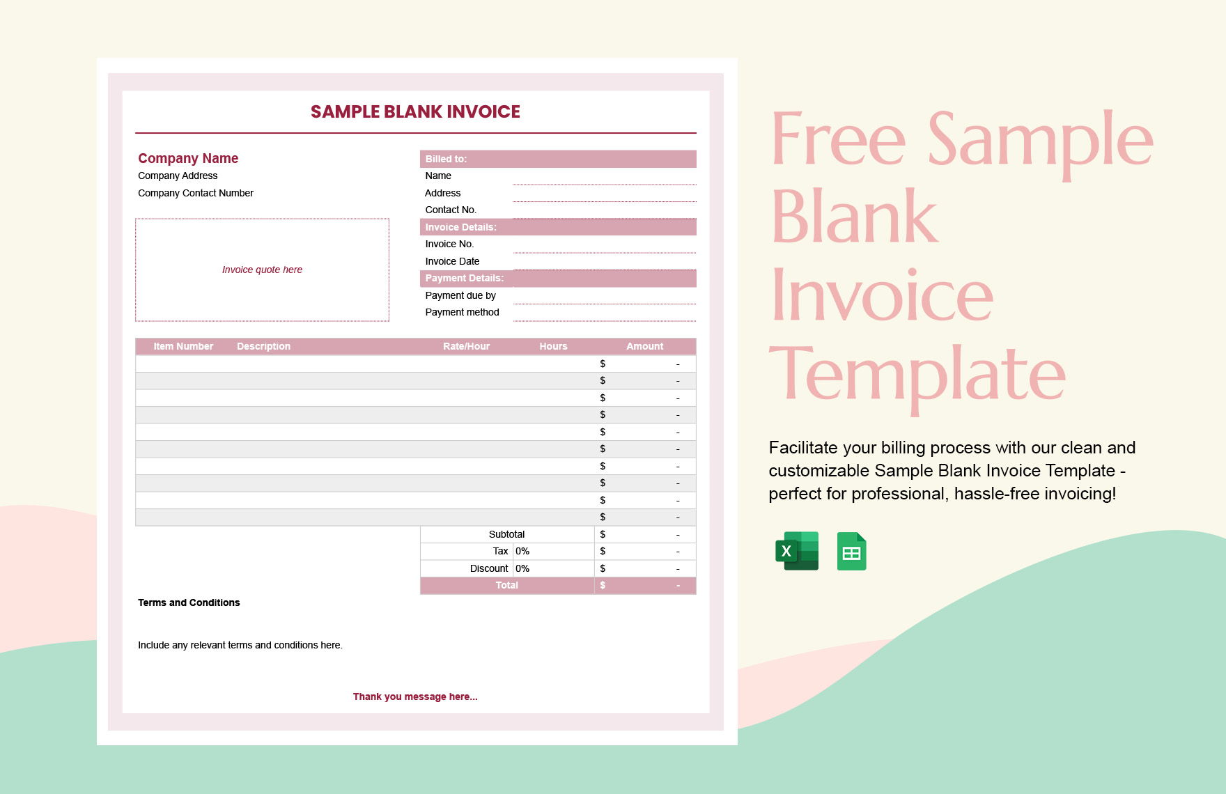 Sample Blank Invoice Template